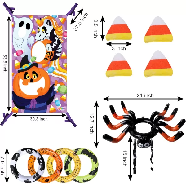 JOYIN Halloween Bean Bag Toss Games and Halloween Inflatable Spider Ring Toss Game for Kids Pumpkin Ghost Toss Game with Bean Bags Halloween Games Party Favor Decoration