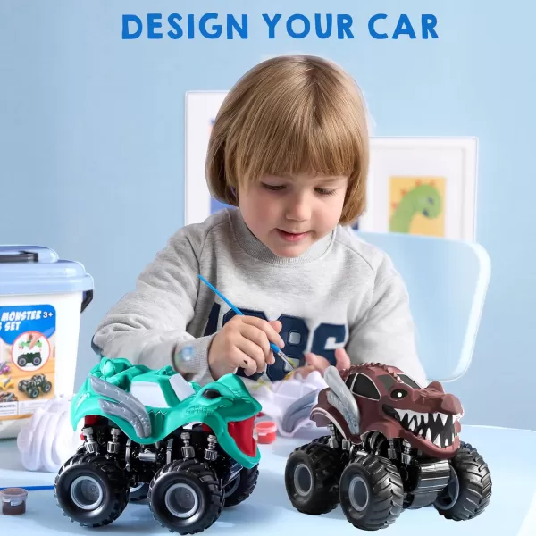 JOYIN Kids Craft Kit Build ampamp Paint Your Own Monster Car Art ampamp Craft Kit DIY Toy Set Make Your Own Monster Friction Powered Truck Presents for Kids