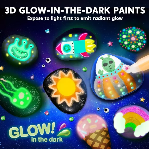 JOYIN Rock Painting Kit for Kids Arts and Crafts for Girls ampamp Boys Ages 612 DIY Supplies for Painting Rocks Easter Craft Kits Art Set Toddler Birthday Christmas Presents Family Indoor ActivityGlow in the Dark