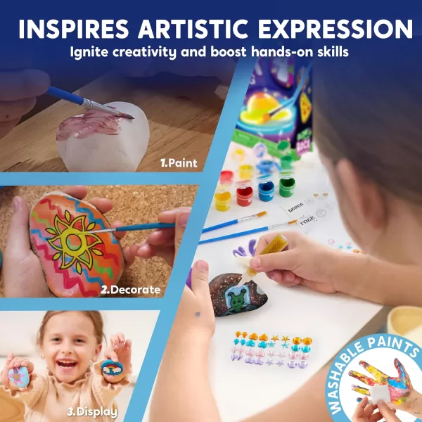 JOYIN Rock Painting Kit for Kids Arts and Crafts for Girls ampamp Boys Ages 612 DIY Supplies for Painting Rocks Easter Craft Kits Art Set Toddler Birthday Christmas Presents Family Indoor ActivityGlow in the Dark