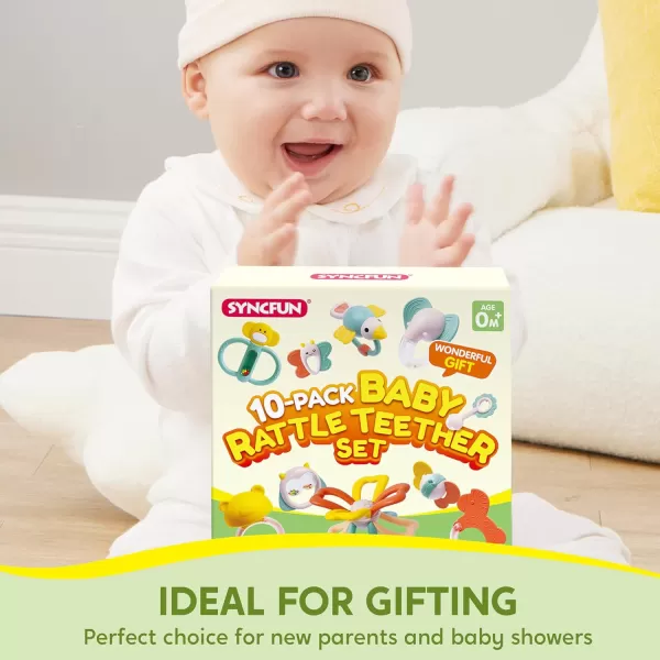 SYNCFUN Baby Toys 06 Months 10 Pack Baby Teething Toys Infant Baby Toys 612 Months Rattles Teethers Toys for Baby 03612 Months Newborn Baby Boy Girl Gifts