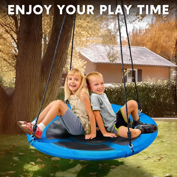 TURFEE 40quot Saucer Tree Swing Set  700Lb Weight Capacity 900D Oxford Waterproof with Hanging Straps Swings for Kids Playground Outdoor Activity Backyard Daily Exercise FunBlueBlue