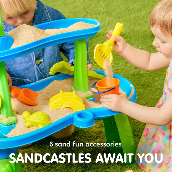 Water Table for Toddlers 3Tier Water Sand Table Outdoor Play Toys for Kids Ages 2 3 4 Includes 18 PCS Water ampamp Sand Accessories Ideal for Summer Beach Backyard Activities 26quot x 17quot x 30quot