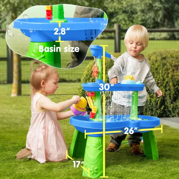 Water Table for Toddlers 3Tier Water Sand Table Outdoor Play Toys for Kids Ages 2 3 4 Includes 18 PCS Water ampamp Sand Accessories Ideal for Summer Beach Backyard Activities 26quot x 17quot x 30quot