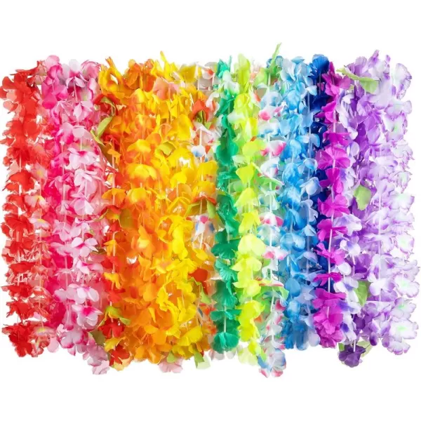 JOYIN 120 Counts Hawaiian Leis Bulk Colorful Tropical Flower Leis for Kids Adults Hawaiian Beach Luau Party Favors Decorations