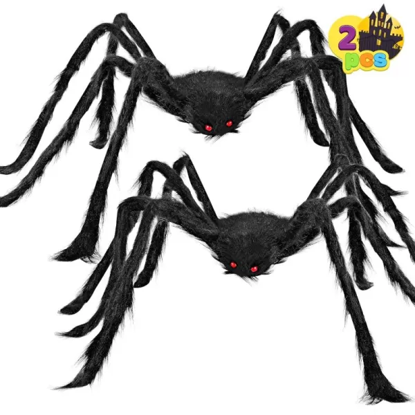 JOYIN 2 Pack 5 Ft Halloween Outdoor Decorations Black Scary Giant Fake Hairy Spider Props for Yard Party Decor47 inch