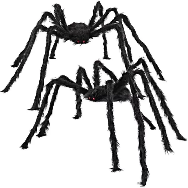 JOYIN 2 Pack 5 Ft Halloween Outdoor Decorations Black Scary Giant Fake Hairy Spider Props for Yard Party Decor60 inch