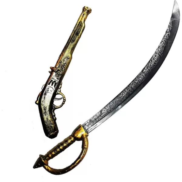 JOYIN 28quot Pirate Sword and 16quot Pirate Pistol Set Halloween Party Costume Accessories