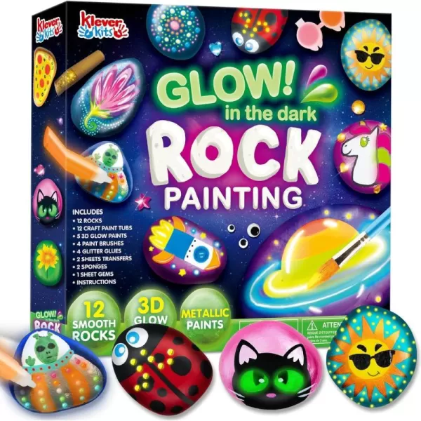 JOYIN Rock Painting Kit for Kids Arts and Crafts for Girls ampamp Boys Ages 612 DIY Supplies for Painting Rocks Easter Craft Kits Art Set Toddler Birthday Christmas Presents Family Indoor ActivityGlow in the Dark