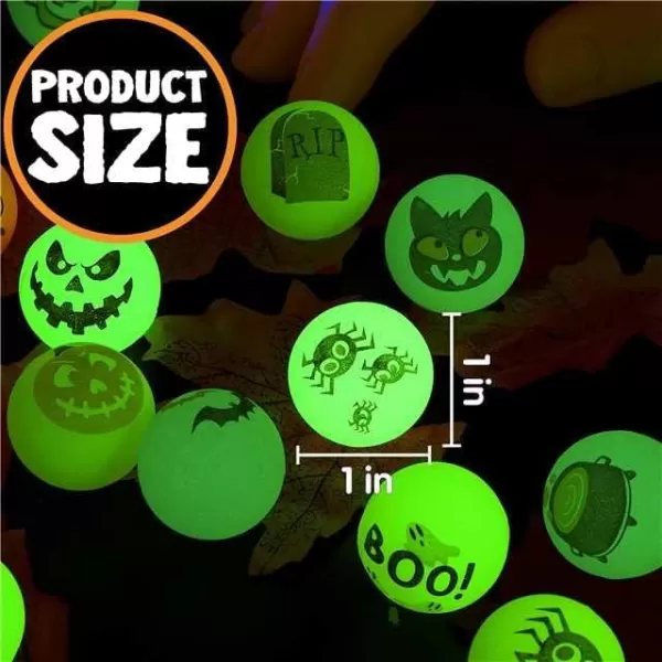 JOYIN 100 PCS Halloween Glow in The Dark Bouncing Balls 20 Designs Halloween Theme Glowing Bouncy Balls for Halloween Party Supplies Party Favors Trick or Treating Goodies