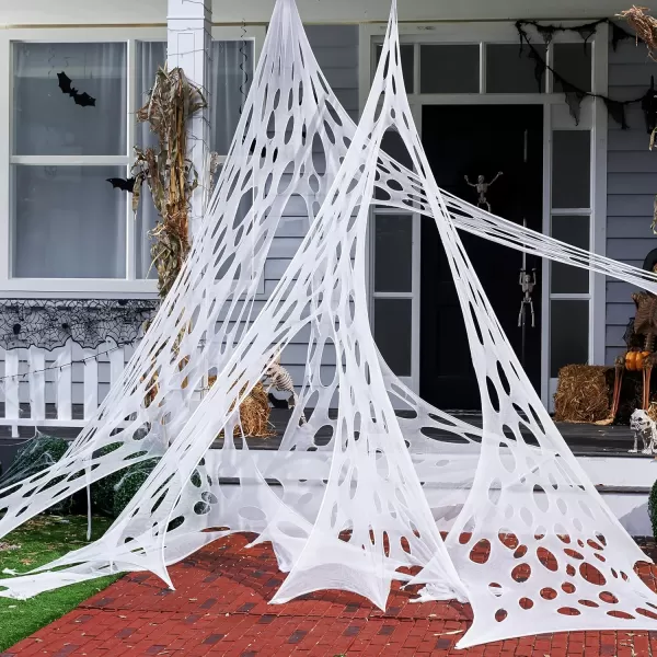 JOYIN 1000sqft Halloween Spider Web Outdoor Decoration Giant Spider Cobwebs Halloween Decor Outside DIY Stretchy Flexible Spiderweb Decor for Haunted House Halloween Party Decorations Supplies