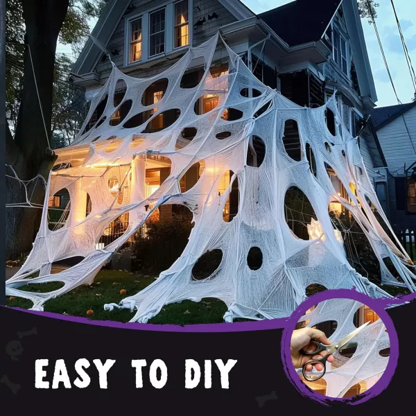 JOYIN 1000sqft Halloween Spider Web Outdoor Decoration Giant Spider Cobwebs Halloween Decor Outside DIY Stretchy Flexible Spiderweb Decor for Haunted House Halloween Party Decorations Supplies