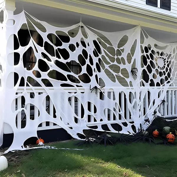 JOYIN 1000sqft Halloween Spider Web Outdoor Decoration Giant Spider Cobwebs Halloween Decor Outside DIY Stretchy Flexible Spiderweb Decor for Haunted House Halloween Party Decorations Supplies