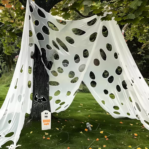 JOYIN 1000sqft Halloween Spider Web Outdoor Decoration Giant Spider Cobwebs Halloween Decor Outside DIY Stretchy Flexible Spiderweb Decor for Haunted House Halloween Party Decorations Supplies
