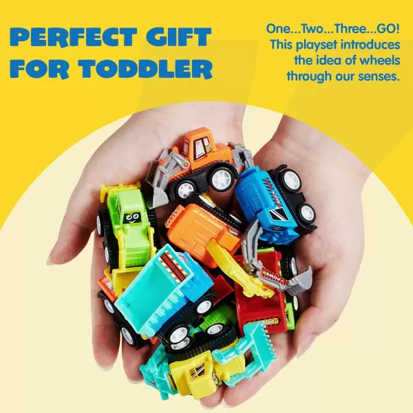JOYIN 12Piece Mini Construction Car Set Plastic Unisex NonRiding Toy Vehicle Perfect for Imaginative Play and Parties