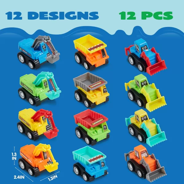 JOYIN 12Piece Mini Construction Car Set Plastic Unisex NonRiding Toy Vehicle Perfect for Imaginative Play and Parties