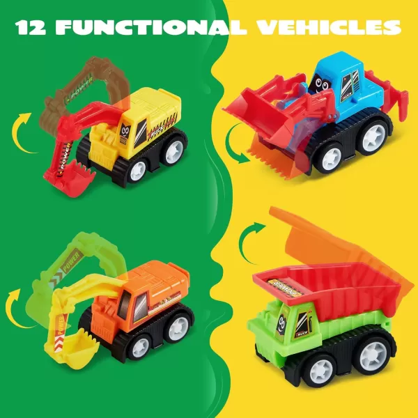 JOYIN 12Piece Mini Construction Car Set Plastic Unisex NonRiding Toy Vehicle Perfect for Imaginative Play and Parties