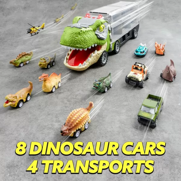 JOYIN 13 in 1 Dinosaur Toys for Kids 35 Dinosaur Truck with 12 Pull Back Cars Dinosaur Cars Set Birthday Gifts Toys for 3 4 5 Year Old Boy Transport Carrier Truck for Toddlers 34 Years