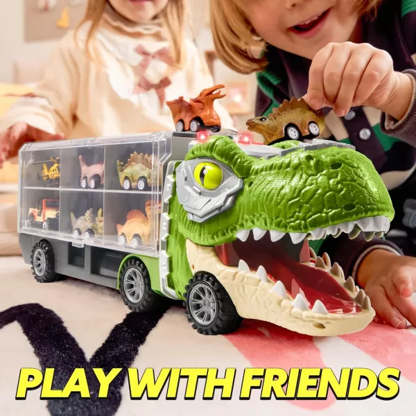JOYIN 13 in 1 Dinosaur Toys for Kids 35 Dinosaur Truck with 12 Pull Back Cars Dinosaur Cars Set Birthday Gifts Toys for 3 4 5 Year Old Boy Transport Carrier Truck for Toddlers 34 Years