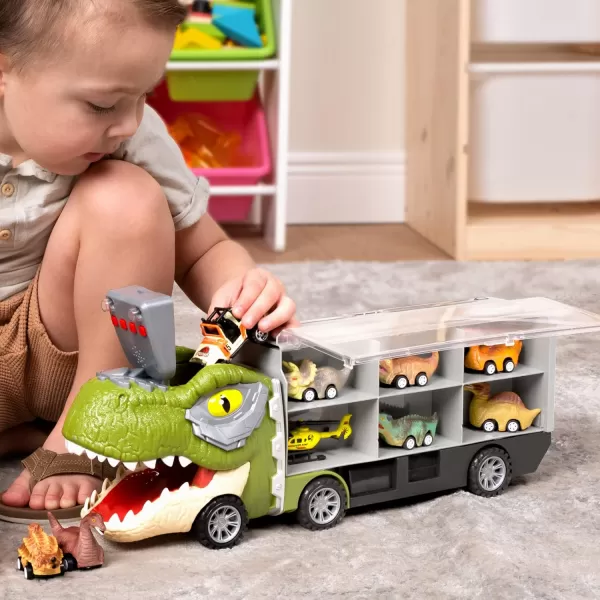 JOYIN 13 in 1 Dinosaur Toys for Kids 35 Dinosaur Truck with 12 Pull Back Cars Dinosaur Cars Set Birthday Gifts Toys for 3 4 5 Year Old Boy Transport Carrier Truck for Toddlers 34 Years