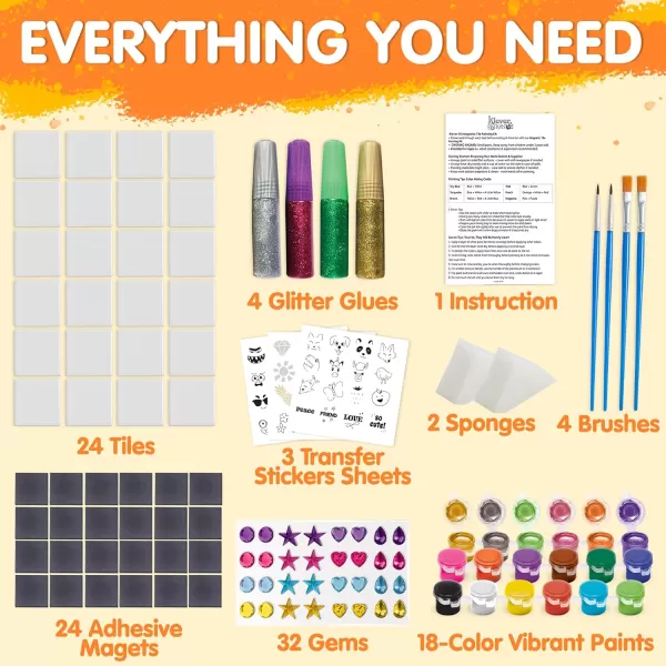 JOYIN 24 Magnetic Mini Tiles Art Kit Creativity DIY Paint Arts and Crafts for Kids DIY Supplies for Party Favors Family Activity Birthday Present Toys Gifts for Boys and Girls Ages312