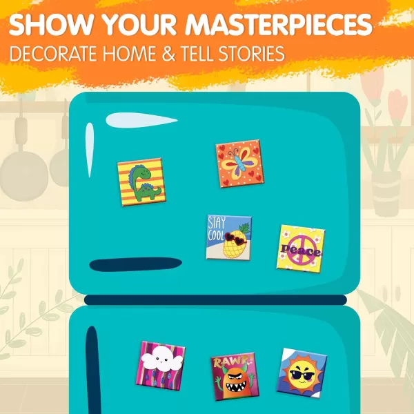 JOYIN 24 Magnetic Mini Tiles Art Kit Creativity DIY Paint Arts and Crafts for Kids DIY Supplies for Party Favors Family Activity Birthday Present Toys Gifts for Boys and Girls Ages312
