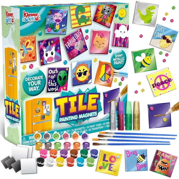 JOYIN 24 Magnetic Mini Tiles Art Kit Creativity DIY Paint Arts and Crafts for Kids DIY Supplies for Party Favors Family Activity Birthday Present Toys Gifts for Boys and Girls Ages312