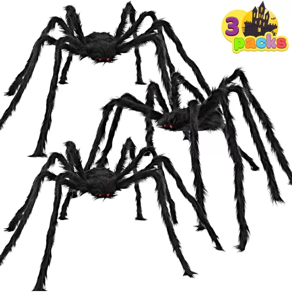 JOYIN 3 Pack 5ft Halloween Spiders Decoration Outdoor Halloween Giant Spider Decor Outside Large Fake Black Spider Huge Realistic Hairy Spiders for Indoor Haunted House Prop Yard Lawn Garden Decor
