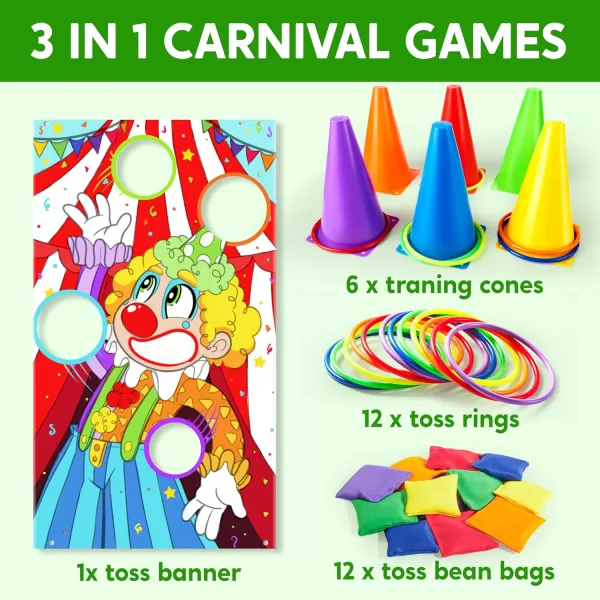 JOYIN 31PCS 3 in 1 Carnival Games Easter Ring Toss Yard Game Set Bean Bags Cones  Outdoor Toys for Toddlers ampamp Kids Childrens Indoor Play Family Fun Games Kids Party Cornhole Set Lawn Games
