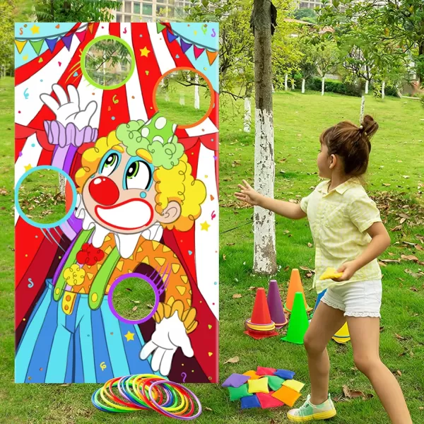 JOYIN 31PCS 3 in 1 Carnival Games Easter Ring Toss Yard Game Set Bean Bags Cones  Outdoor Toys for Toddlers ampamp Kids Childrens Indoor Play Family Fun Games Kids Party Cornhole Set Lawn Games