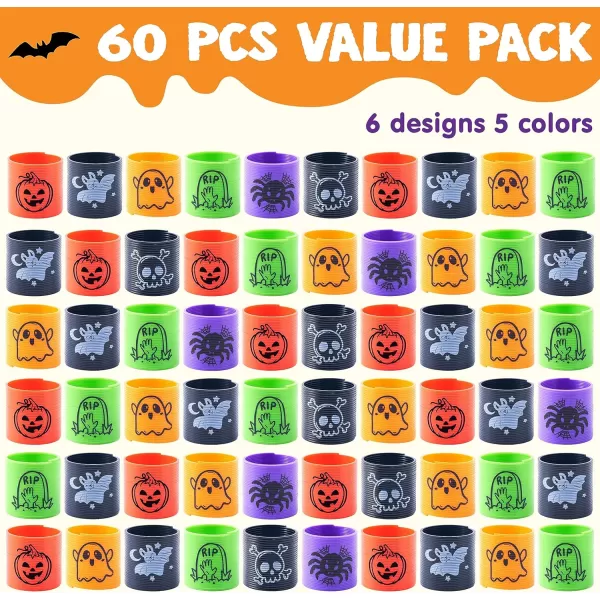 JOYIN 60 PCS Halloween Coil Spring for Kids Mini Magic Springs Toys Fidget Stress Coils Toy for Halloween Party Favors Trick or Treat Bags Stuffers Classroom Exchange Carnival Game Prizes