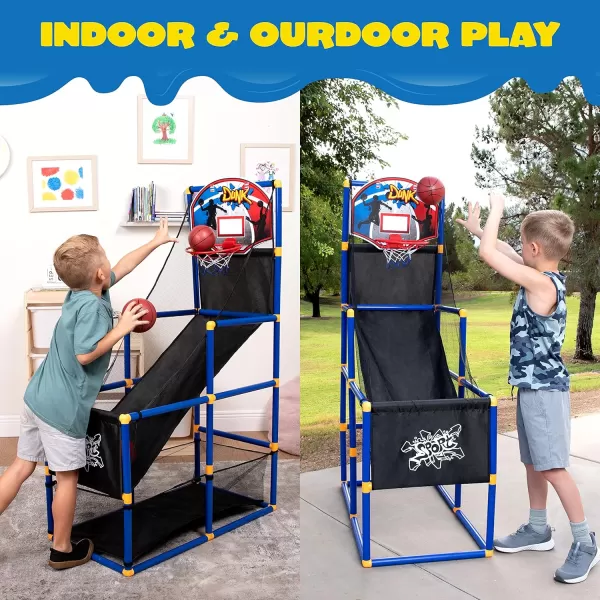 JOYIN Arcade Basketball Game Set with 4 Balls and Hoop for Kids 3 to 12 Years Old Indoor Outdoor Sport Play  Easy Set Up  Air Pump Included  Ideal for Competition
