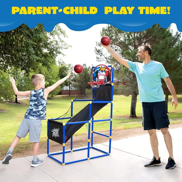 JOYIN Arcade Basketball Game Set with 4 Balls and Hoop for Kids 3 to 12 Years Old Indoor Outdoor Sport Play  Easy Set Up  Air Pump Included  Ideal for Competition