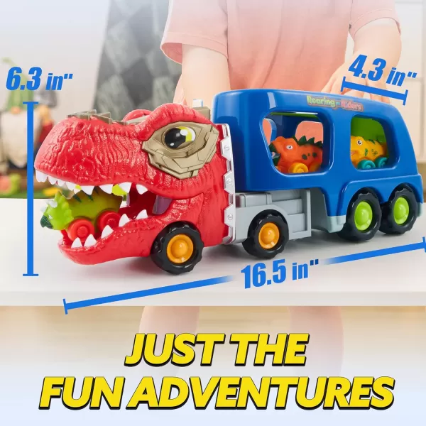 JOYIN Dinosaur Truck Toys for Kids Kids Toys Boys Age 3 4 5 Dinosaur Car Carrier Truck Toy with 6 Rubber Car Vehicles Toddler Birthday Gifts with Music ampamp Lights for 3 4 5 Year Old BoysClassic Dinosaur Truck