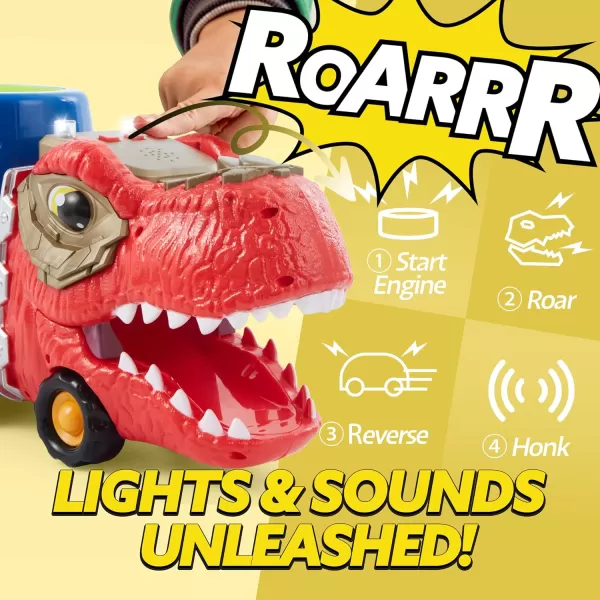 JOYIN Dinosaur Truck Toys for Kids Kids Toys Boys Age 3 4 5 Dinosaur Car Carrier Truck Toy with 6 Rubber Car Vehicles Toddler Birthday Gifts with Music ampamp Lights for 3 4 5 Year Old BoysClassic Dinosaur Truck