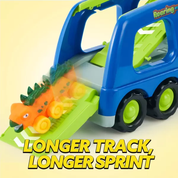 JOYIN Dinosaur Truck Toys for Kids Kids Toys Boys Age 3 4 5 Dinosaur Car Carrier Truck Toy with 6 Rubber Car Vehicles Toddler Birthday Gifts with Music ampamp Lights for 3 4 5 Year Old BoysClassic Dinosaur Truck