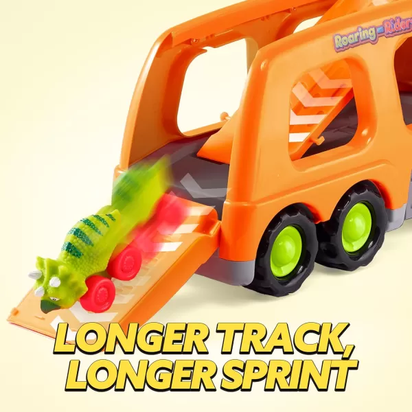 JOYIN Dinosaur Truck Toys for Kids Kids Toys Boys Age 3 4 5 Dinosaur Car Carrier Truck Toy with 6 Rubber Car Vehicles Toddler Birthday Gifts with Music ampamp Lights for 3 4 5 Year Old BoysTropical Dinosaur Truck