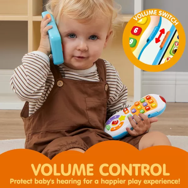 JOYIN Upgraded Toy Phone and Remote Control Set 90 Music and Learning Phrases Baby Toys 612 Months Toddler Birthday Gifts for 1 2 3 Year Old Girs Boy Toys Holiday Stocking Stuffers