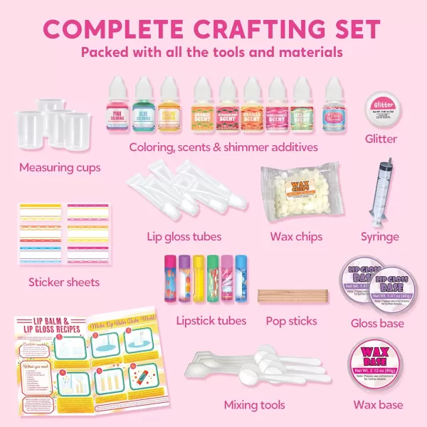 Klever Kits 2in1 Lip Balm Making Kit for Kids Make Your Own Lip Balm DIY Lip Gloss Set for Kids Science Kit with Flavoring Scents DIY Makeup Set Present for Girls 6 and Up