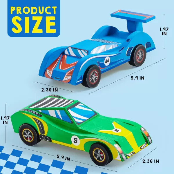 Klever Kits 4 DIY Wooden Race CarsBuild ampamp Paint Your Own Wood Craft Kit 4 Race Cars Toy Easy to Assemble Arts Crafts Kit Birthday Party Presents for Kids Boys Ages 6 and Up
