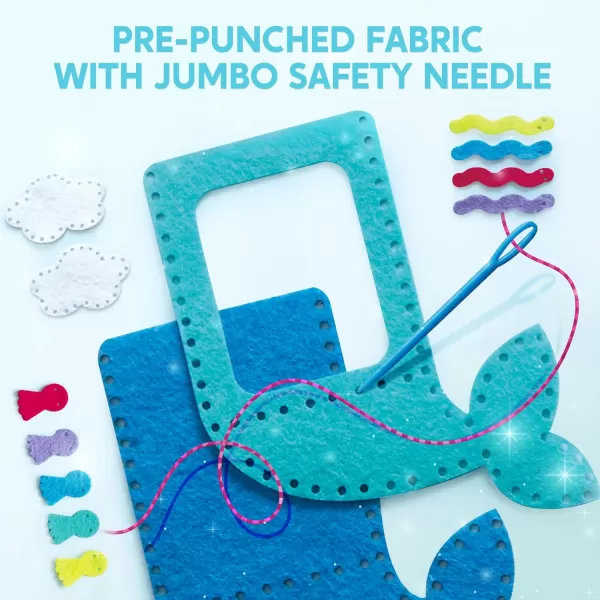 Klever Kits 7 Sewing Projects My First Felt Sewing Kit Easy DIY Wildlife Artworks of Unicorn Pillow and Mermaid Card Holder Gift for Kids Aged 6
