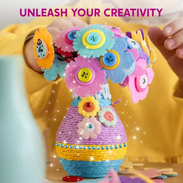 Klever Kits Button Flower Craft with 2 Vases  Make Your Own Flower Bouquet with Button and Felt  DIY Flower Kits Art and Crafts Gift for Birthday Christmas