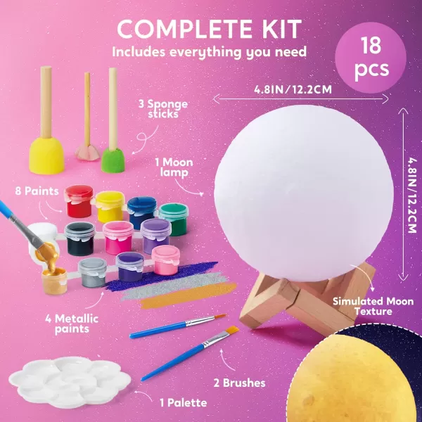 Klever Kits DIY 3D Moon Night Light Paint Your Own Moon Lamp Kit Galaxy Lamp Arts and Crafts Kit School Activities Birthday Gifts for Kids Girls Boys