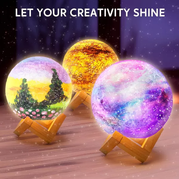 Klever Kits DIY 3D Moon Night Light Paint Your Own Moon Lamp Kit Galaxy Lamp Arts and Crafts Kit School Activities Birthday Gifts for Kids Girls Boys