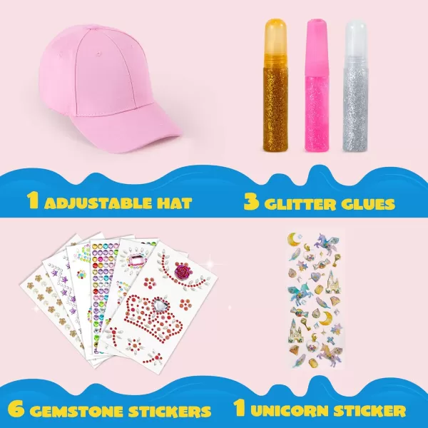 Klever Kits Decorate Your Own Baseball Cap with 7 Sheets Gems Stickers Art ampamp Crafts Kit for Kids Fun Creative DIY Toys for Kids Girls