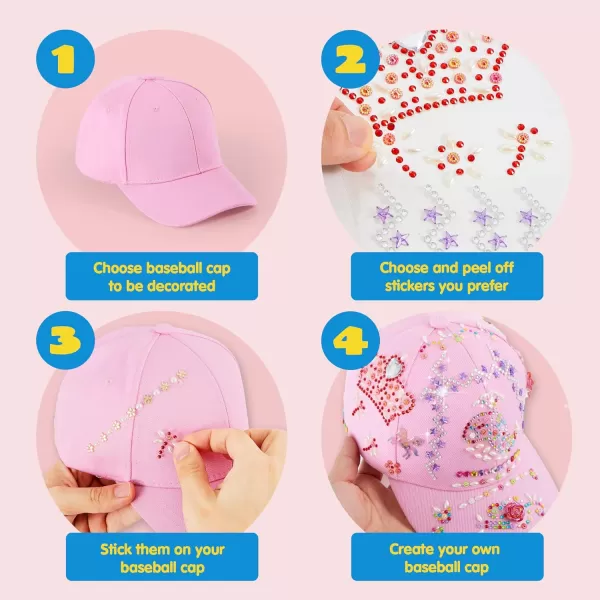 Klever Kits Decorate Your Own Baseball Cap with 7 Sheets Gems Stickers Art ampamp Crafts Kit for Kids Fun Creative DIY Toys for Kids Girls