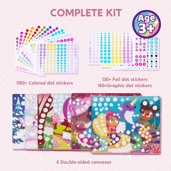 Klever Kits Dot Art Activity  No Mess Sticker Art for Kids Crafts Supplies Birthday Gifts Airplane Travel Toys for Boys ampamp Girls Ages 3 4 5 6 7 Unicorns ampamp Princess