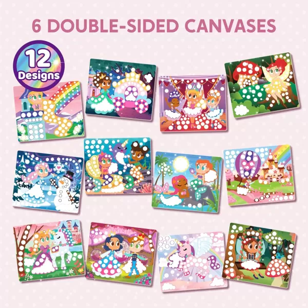 Klever Kits Dot Art Activity  No Mess Sticker Art for Kids Crafts Supplies Birthday Gifts Airplane Travel Toys for Boys ampamp Girls Ages 3 4 5 6 7 Unicorns ampamp Princess