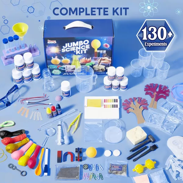 Klever Kits Jumbo Science Kits 130 Experiments Educational Toys STEM Activities with Growing Crystal Tree Fruit Circuits and Chemistry Set Christmas Birthday Gifts for Kids