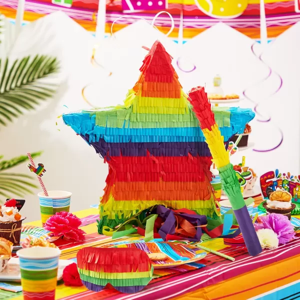 Mermaid Tail Pinata with Plastic Bat and Paper Blindfold for Fun Fiesta Taco Party Supplies Photo Props Mexican Theme Decoration Carnivals Festivals Girl Kids Birthday Parties 13W x 16H xStar